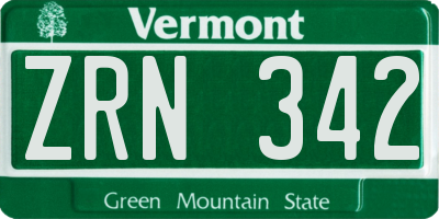 VT license plate ZRN342
