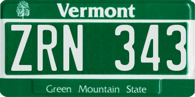VT license plate ZRN343