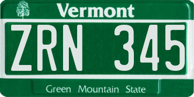 VT license plate ZRN345
