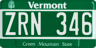 VT license plate ZRN346