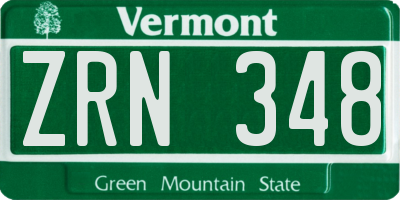 VT license plate ZRN348