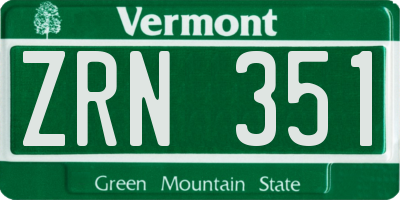 VT license plate ZRN351
