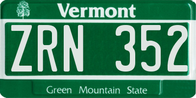 VT license plate ZRN352