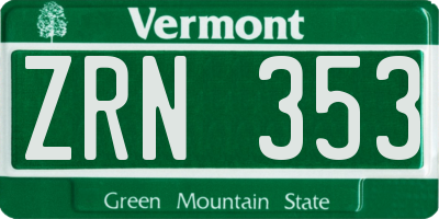 VT license plate ZRN353