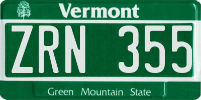 VT license plate ZRN355