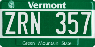 VT license plate ZRN357