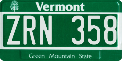 VT license plate ZRN358