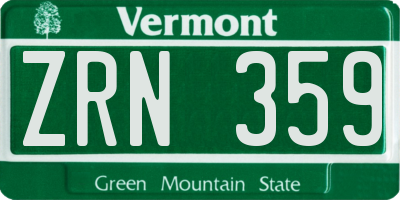 VT license plate ZRN359