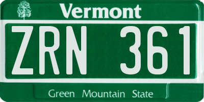 VT license plate ZRN361
