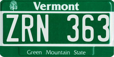 VT license plate ZRN363