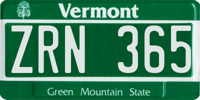 VT license plate ZRN365