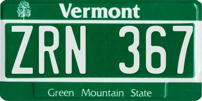 VT license plate ZRN367