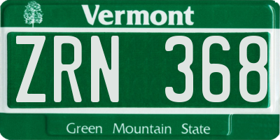 VT license plate ZRN368