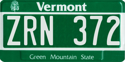 VT license plate ZRN372