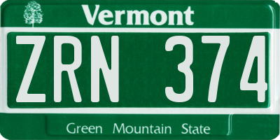 VT license plate ZRN374