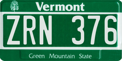 VT license plate ZRN376