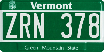 VT license plate ZRN378
