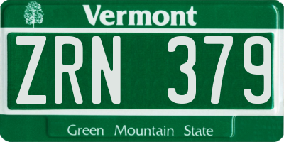 VT license plate ZRN379