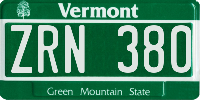VT license plate ZRN380