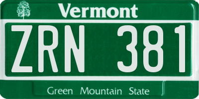 VT license plate ZRN381