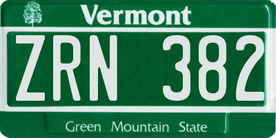 VT license plate ZRN382