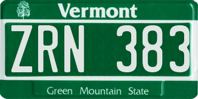 VT license plate ZRN383