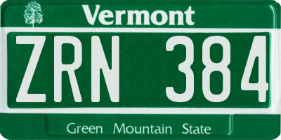 VT license plate ZRN384