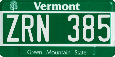 VT license plate ZRN385