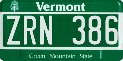 VT license plate ZRN386