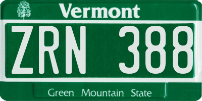 VT license plate ZRN388