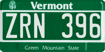 VT license plate ZRN396