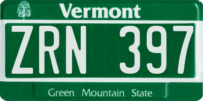 VT license plate ZRN397