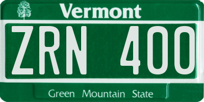 VT license plate ZRN400