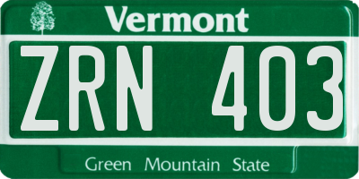VT license plate ZRN403