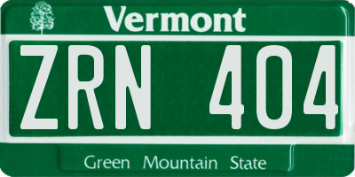 VT license plate ZRN404