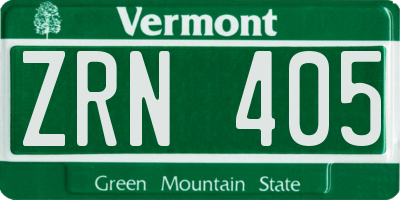 VT license plate ZRN405