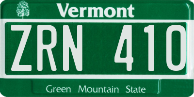VT license plate ZRN410
