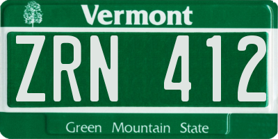 VT license plate ZRN412