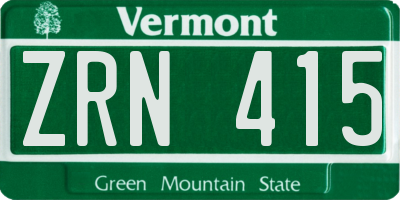 VT license plate ZRN415