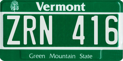 VT license plate ZRN416