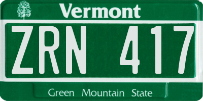 VT license plate ZRN417