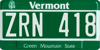 VT license plate ZRN418