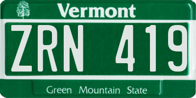 VT license plate ZRN419