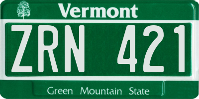 VT license plate ZRN421