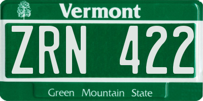 VT license plate ZRN422