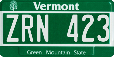 VT license plate ZRN423