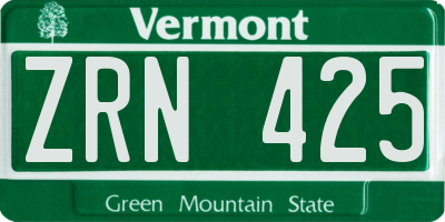 VT license plate ZRN425