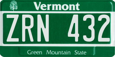 VT license plate ZRN432