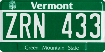 VT license plate ZRN433