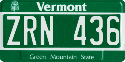 VT license plate ZRN436